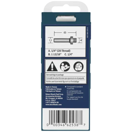 BOSCH 82816MC 1/4 In. Mortising Arbor (Router Bit) VM Hardware