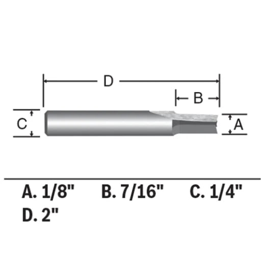 BOSCH 85213MC 1/8 In. x 1/2 In. Solid Carbide Double-Flute Straight Router Bit VM Hardware