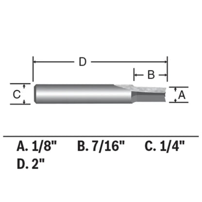 BOSCH 85213MC 1/8 In. x 1/2 In. Solid Carbide Double-Flute Straight Router Bit VM Hardware