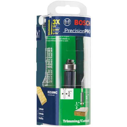 BOSCH 85216MC 1/2 In. x 1 In. Carbide-Tipped Triple-Flute Flush Trim Router Bit VM Hardware