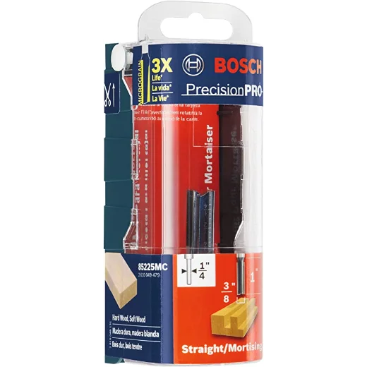 BOSCH 85225MC 3/8 In. x 1 In. Carbide Tipped 2-Flute Straight Bit (Router Bit) VM Hardware