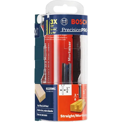 BOSCH 85225MC 3/8 In. x 1 In. Carbide Tipped 2-Flute Straight Bit (Router Bit) VM Hardware