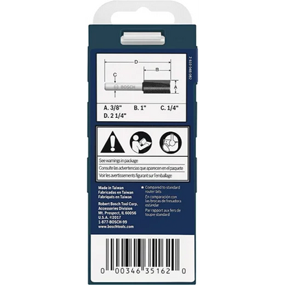 BOSCH 85225MC 3/8 In. x 1 In. Carbide Tipped 2-Flute Straight Bit (Router Bit) VM Hardware