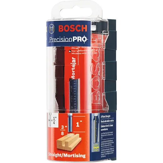 BOSCH 85225MC 3/8 In. x 1 In. Carbide Tipped 2-Flute Straight Bit (Router Bit) VM Hardware