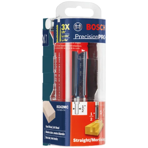 BOSCH 85242MC 1/2 In. x 1-1/2 In. Carbide-Tipped Double-Flute Straight Router Bit VM Hardware