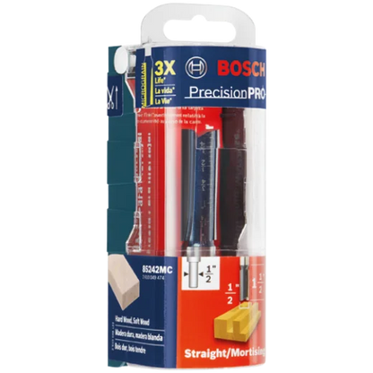 BOSCH 85242MC 1/2 In. x 1-1/2 In. Carbide-Tipped Double-Flute Straight Router Bit VM Hardware
