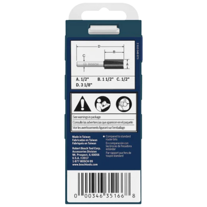 BOSCH 85242MC 1/2 In. x 1-1/2 In. Carbide-Tipped Double-Flute Straight Router Bit VM Hardware