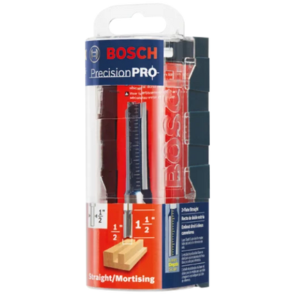 BOSCH 85242MC 1/2 In. x 1-1/2 In. Carbide-Tipped Double-Flute Straight Router Bit VM Hardware