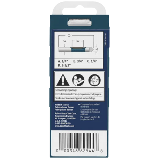 BOSCH 85244MC 1/4 In. x 3/4 In. Carbide-Tipped Single-Flute Pilot Panel Concave Router Bit VM Hardware