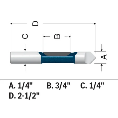 BOSCH 85244MC 1/4 In. x 3/4 In. Carbide-Tipped Single-Flute Pilot Panel Concave Router Bit VM Hardware