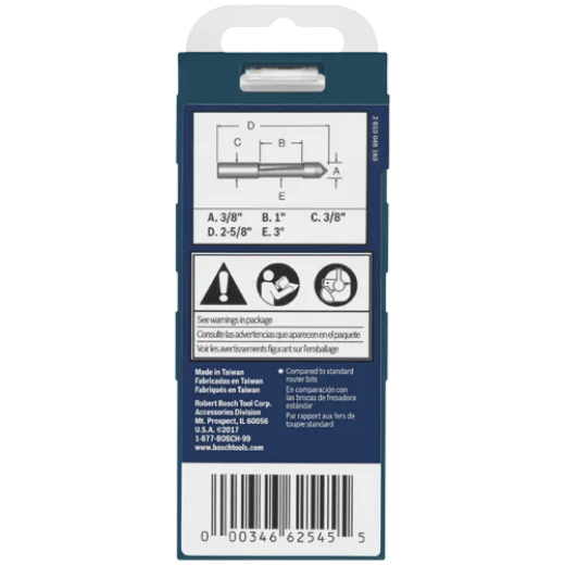 BOSCH 85245MC 3/8 In. x 1 In. Carbide-Tipped Single-Flute Pilot Panel Concave Router Bit VM Hardware