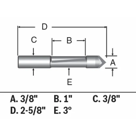 BOSCH 85245MC 3/8 In. x 1 In. Carbide-Tipped Single-Flute Pilot Panel Concave Router Bit VM Hardware