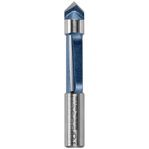BOSCH 85245SMC 3/8 In. x 1 In. Carbide-Tipped Single-Flute Shear Angle Pilot Panel Router Bit VM Hardware