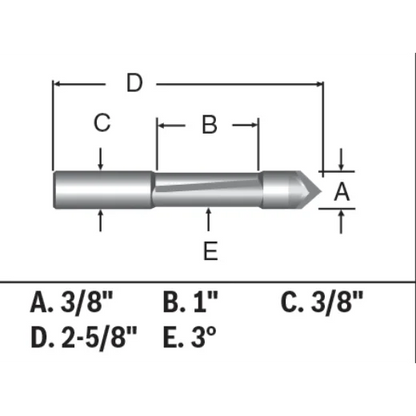 BOSCH 85245SMC 3/8 In. x 1 In. Carbide-Tipped Single-Flute Shear Angle Pilot Panel Router Bit VM Hardware