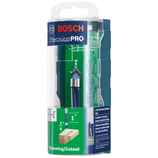 BOSCH 85245SMC 3/8 In. x 1 In. Carbide-Tipped Single-Flute Shear Angle Pilot Panel Router Bit VM Hardware