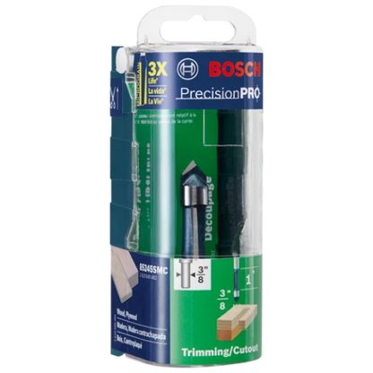 BOSCH 85245SMC 3/8 In. x 1 In. Carbide-Tipped Single-Flute Shear Angle Pilot Panel Router Bit VM Hardware