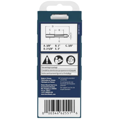 BOSCH 85245SMC 3/8 In. x 1 In. Carbide-Tipped Single-Flute Shear Angle Pilot Panel Router Bit VM Hardware
