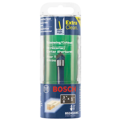BOSCH 85245SMC 3/8 In. x 1 In. Carbide-Tipped Single-Flute Shear Angle Pilot Panel Router Bit VM Hardware