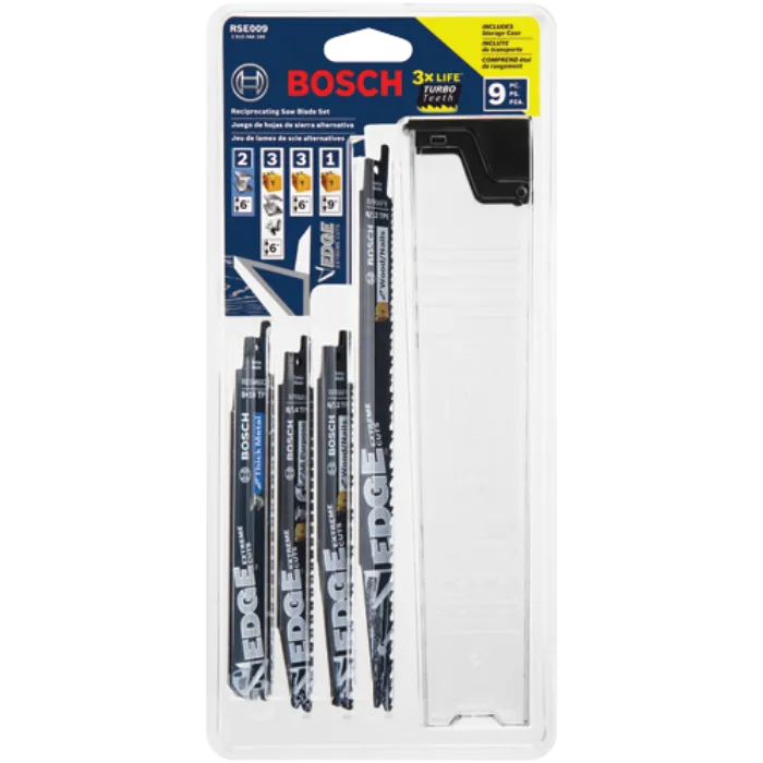 BOSCH RSE009 9 pc. Edge Reciprocating Saw Blade Set VM Hardware