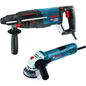 BOSCH 11255VSR-GWS8 1" SDS-Plus Bulldog Xtreme Rotary Hammer - 7.5 AMP - W/ GWS8-45 Grinder VM Hardware