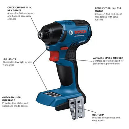 BOSCH GDR18V-1950CN 18V Brushless Impact Driver (Bare Tool) VM Hardware