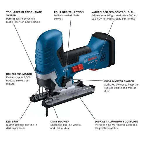 BOSCH GST18V-50BN 18V Brushless Barrel-Grip Jig Saw (Bare Tool) VM Hardware