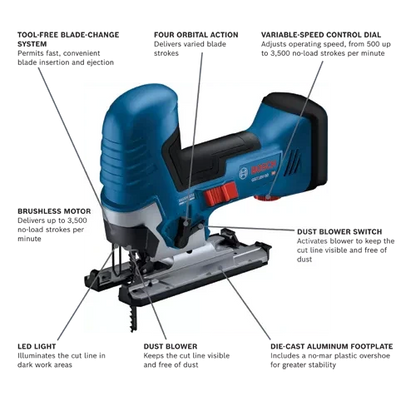 BOSCH GST18V-50BN 18V Brushless Barrel-Grip Jig Saw (Bare Tool) VM Hardware