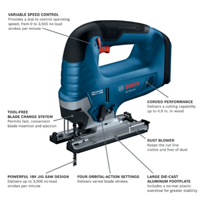 BOSCH GST18V-50N 18V Top-Handle Jig Saw (Bare Tool) VM Hardware