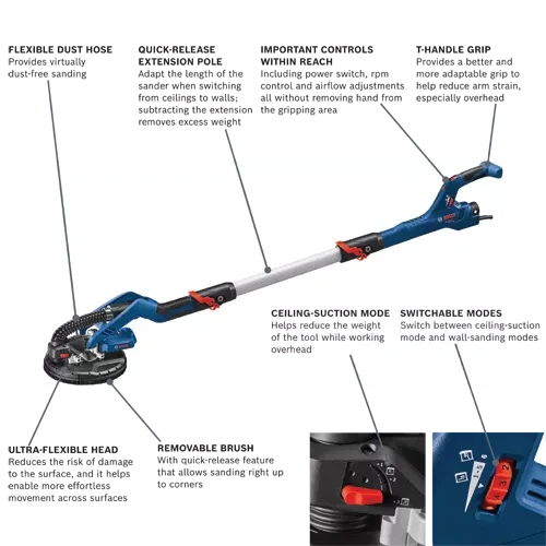 BOSCH GTR55-85 9 In. Drywall Sander Kit VM Hardware