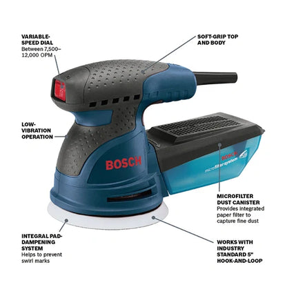 BOSCH ROS20VSC 120V 5" Random Orbit Sander Kit VM Hardware