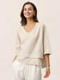 100% Linen Drop Shoulder Asymmetric Layered Hem Overtop VIOLA LINTICO