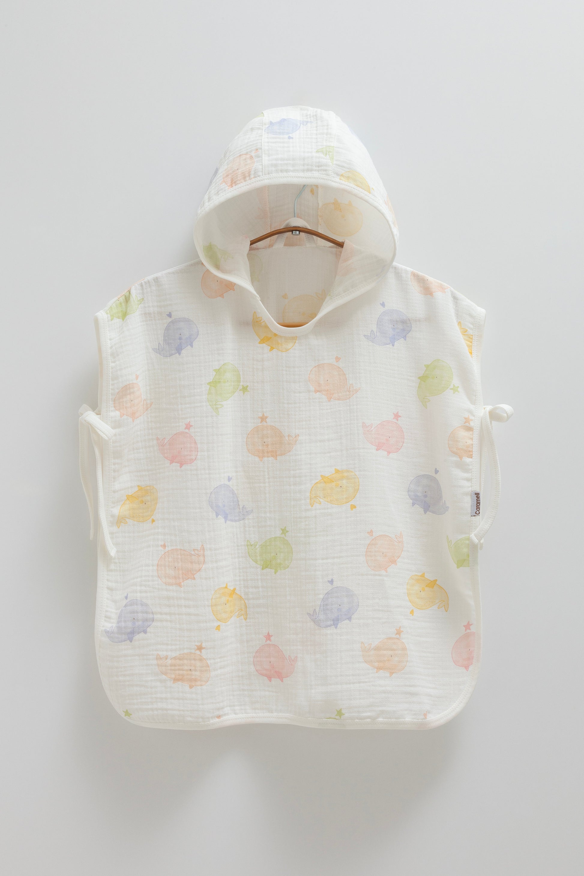 Whale Muslin Poncho-Ecru Honey and Hive