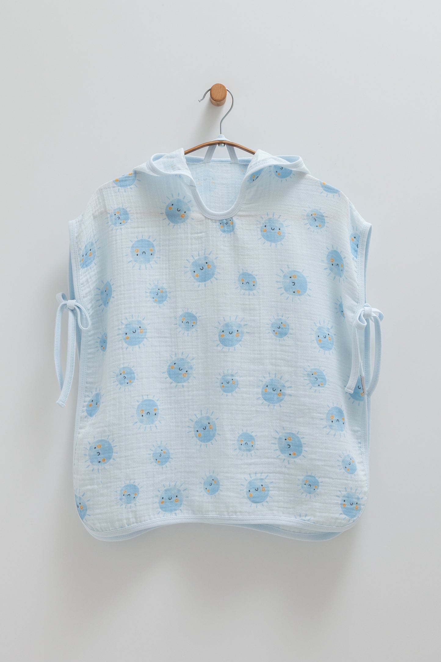 Smiley Sunshine Muslin Poncho-Blue Honey and Hive