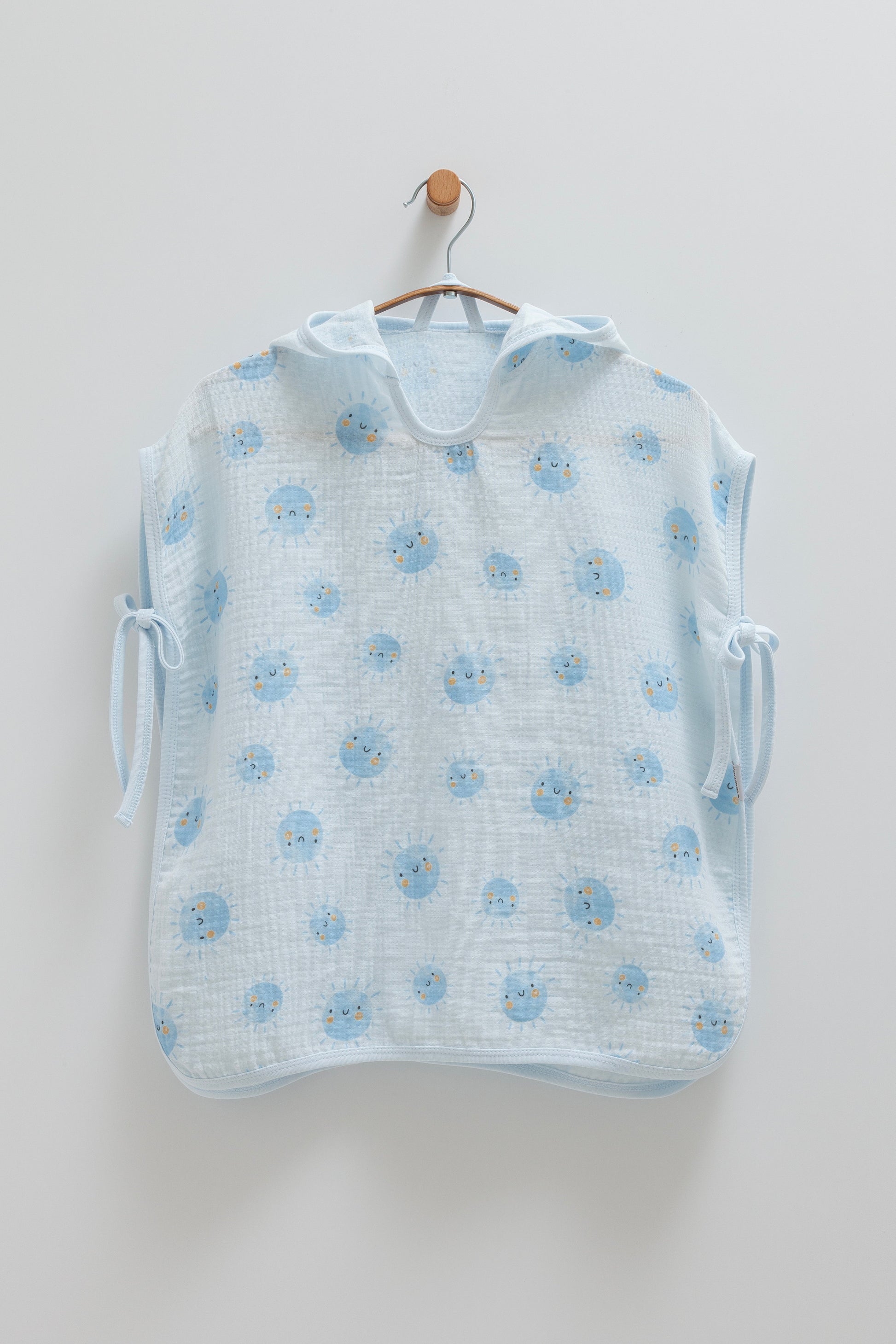 Smiley Sunshine Muslin Poncho-Blue Honey and Hive