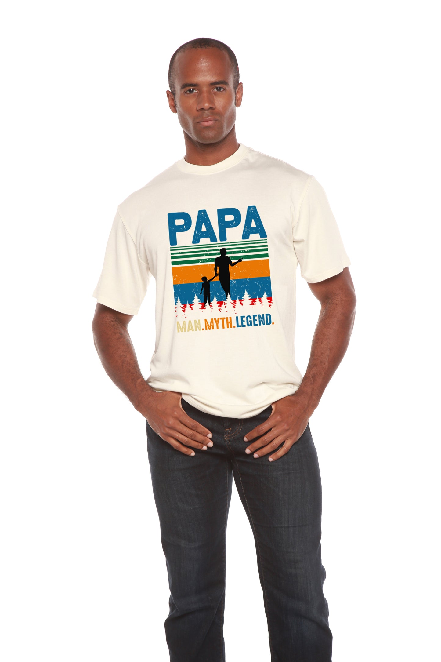Papa Man, Myth, Legend Men's Bamboo Viscose/Organic Cotton Short Sleeve Graphic T-Shirt Spun Bamboo