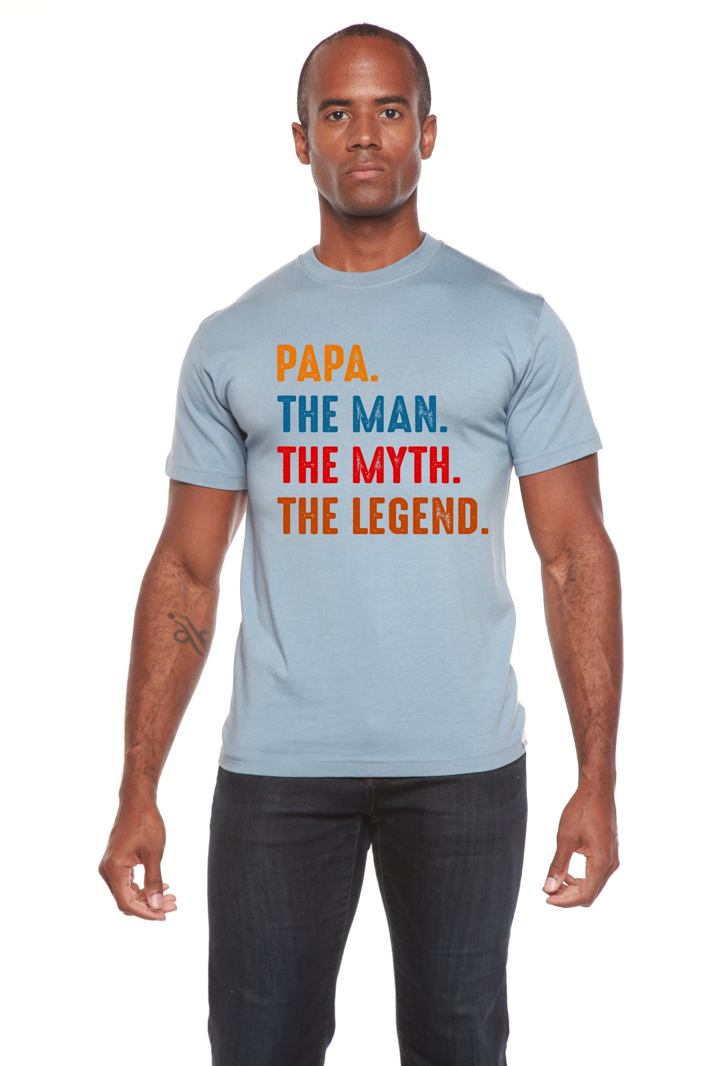 Papa, the Man, the Myth, the Legend Men's Bamboo Viscose/Organic Cotton Short Sleeve Graphic T-Shirt Spun Bamboo