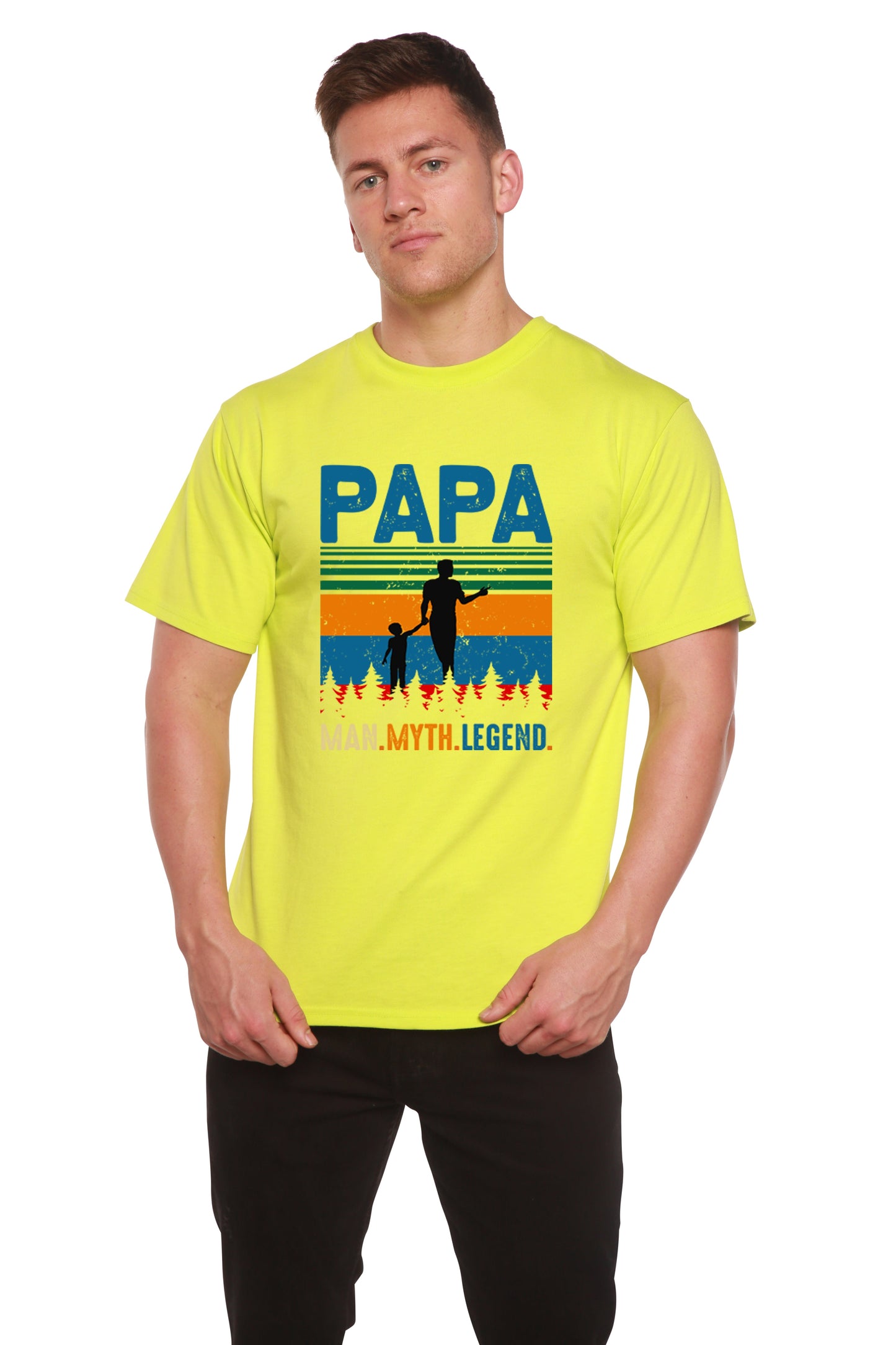 Papa Man, Myth, Legend Men's Bamboo Viscose/Organic Cotton Short Sleeve Graphic T-Shirt Spun Bamboo