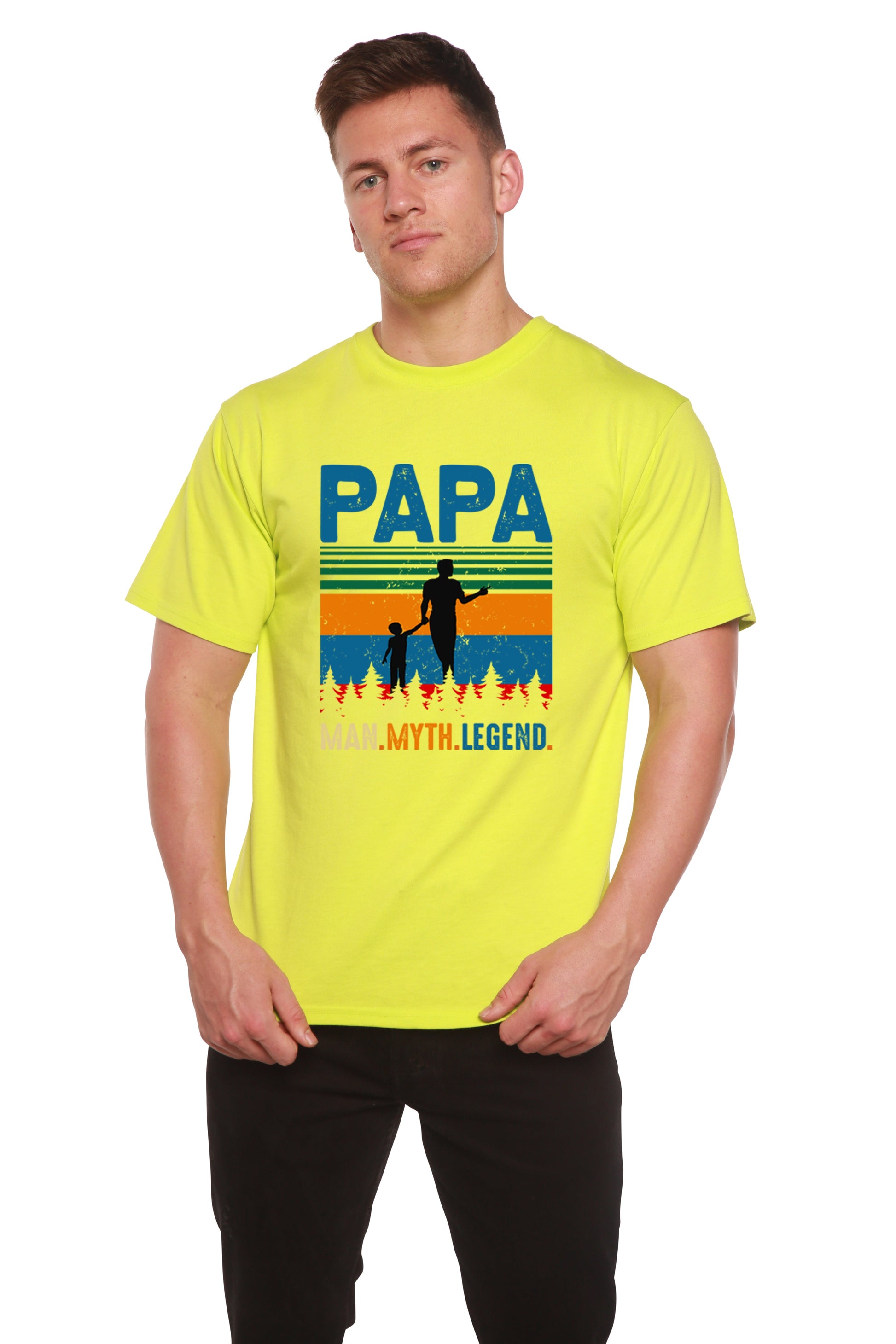 Papa Man, Myth, Legend Men's Bamboo Viscose/Organic Cotton Short Sleeve Graphic T-Shirt Spun Bamboo