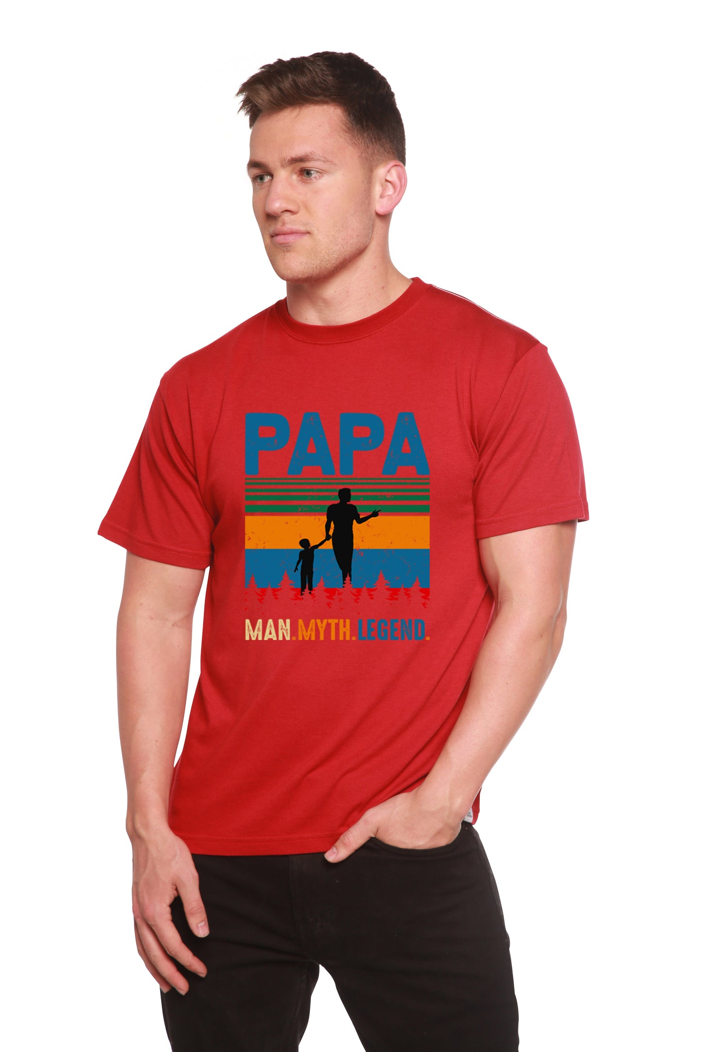 Papa Man, Myth, Legend Men's Bamboo Viscose/Organic Cotton Short Sleeve Graphic T-Shirt Spun Bamboo