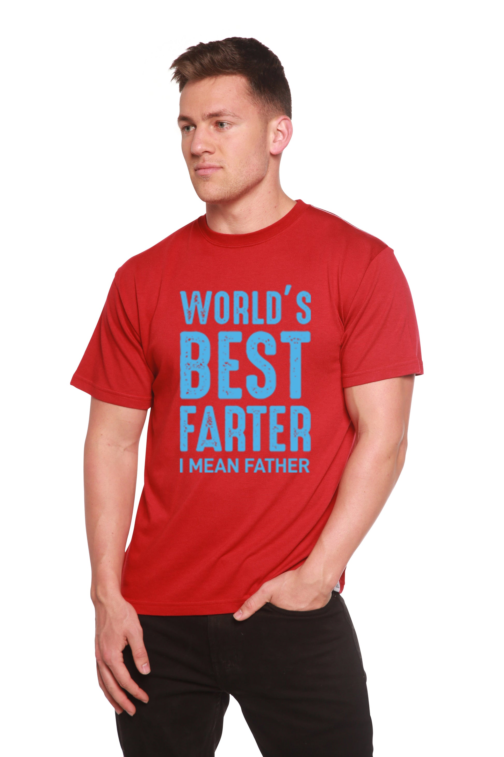 World's Best Farter Men's Bamboo Viscose/Organic Cotton Short Sleeve Graphic T-Shirt Spun Bamboo
