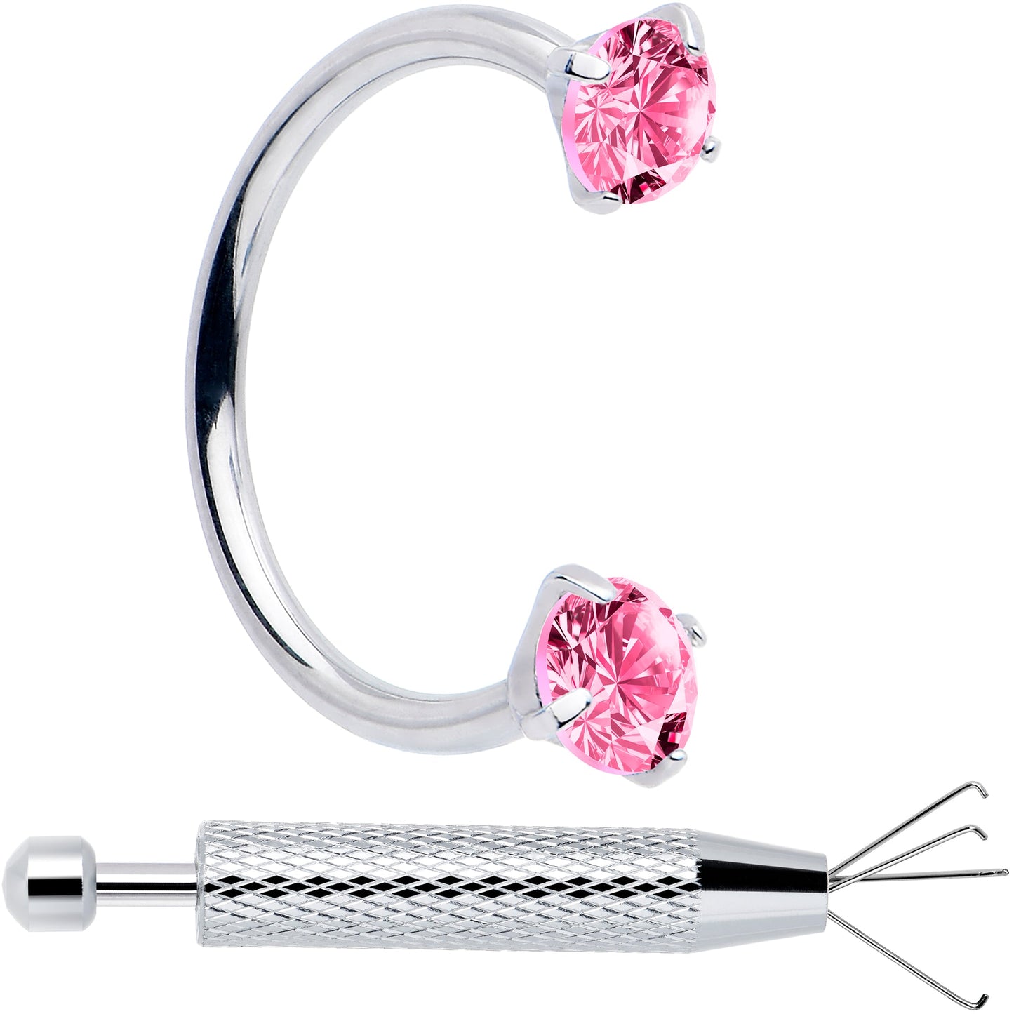 Double Gem Horseshoe Nose Ring Kit with Ball Grabber BodyCandy