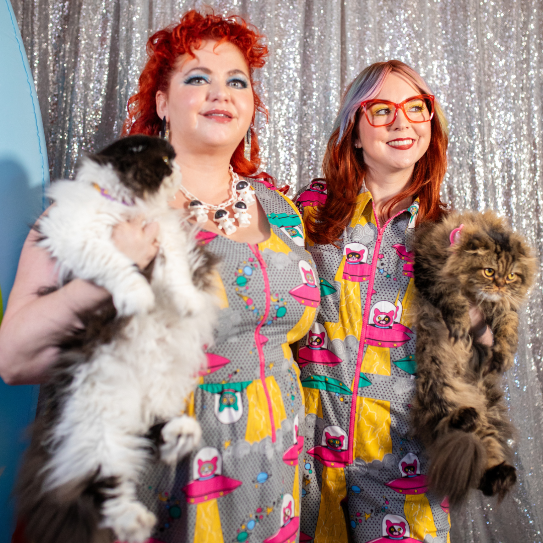Cats in Space Jumpsuit in Asteroid Field Blue Platypus Clothing