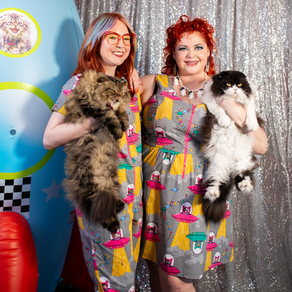 Cats in Space Jumpsuit in Asteroid Field Blue Platypus Clothing