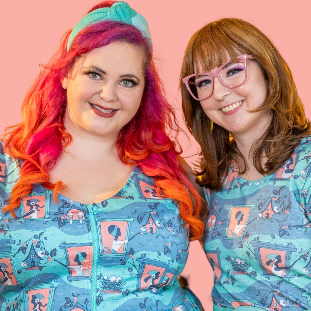 Brownstone Betties Tulip Sleeve Tee in Aqua & Peach Blue Platypus Clothing