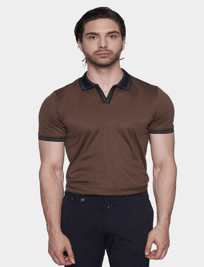 TheMercerized Cotton Open Polo (Chocolate) Bright Moons