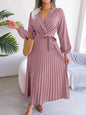 Spring/Summer Cross V-Neck Pleated Maxi Dress