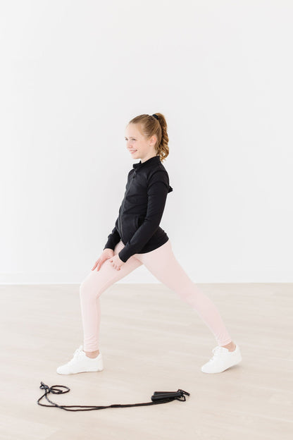 SALE Balanced Black Full-Zip Ruffle Active Jacket