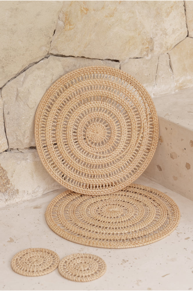 Woven Rattan Placemat Set Village Thrive