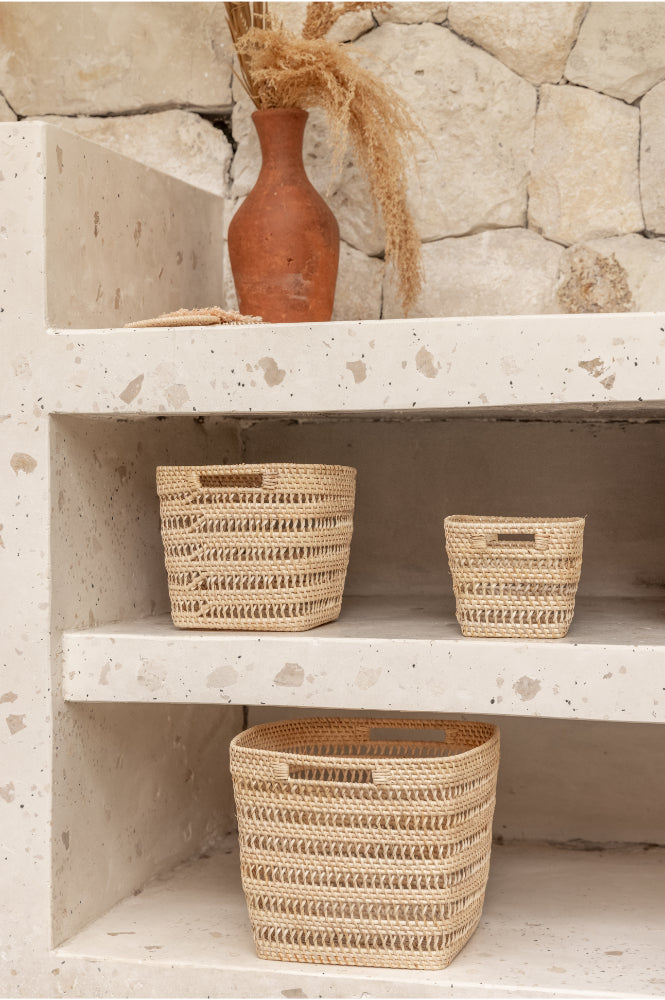Woven Rattan Cube Storage Baskets Village Thrive