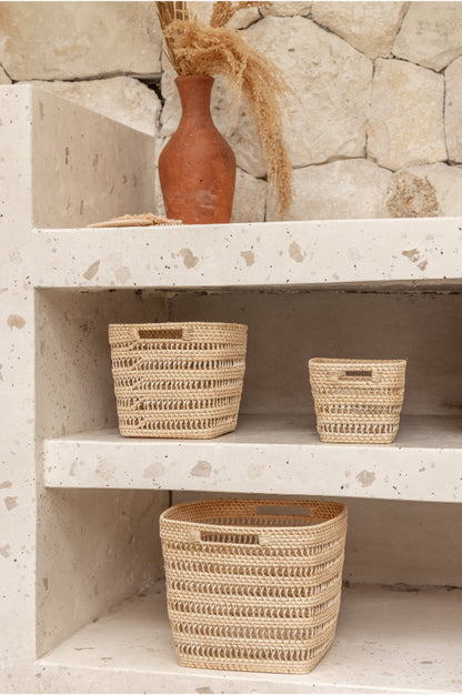 Woven Rattan Cube Storage Baskets Village Thrive